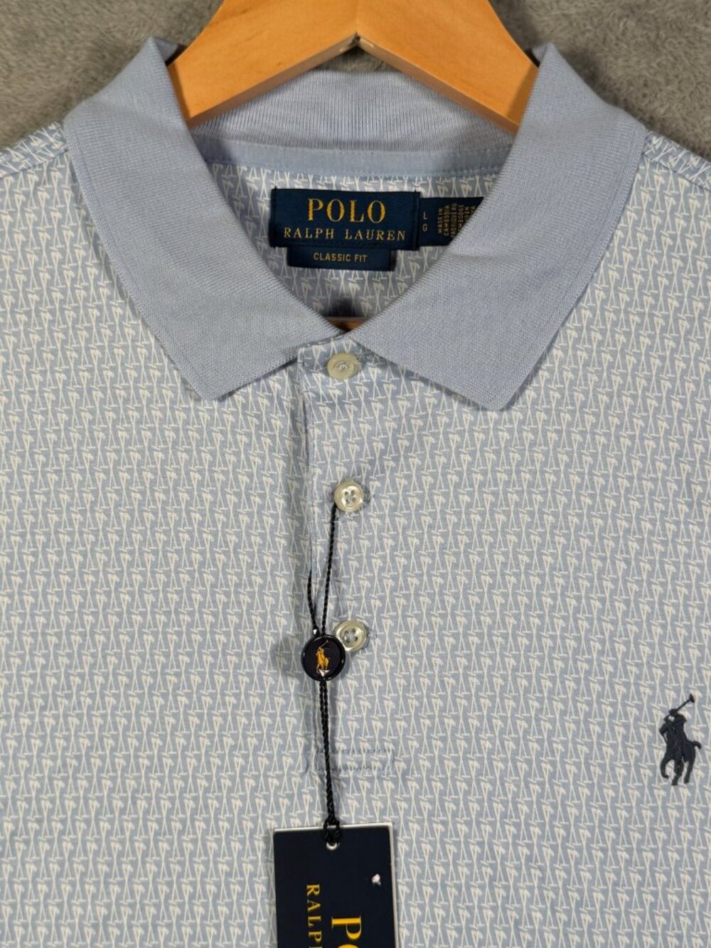 Polo Ralph Lauren Shirt Mens L Blue Classic Fit Short Sleeve Soft Mallets $125